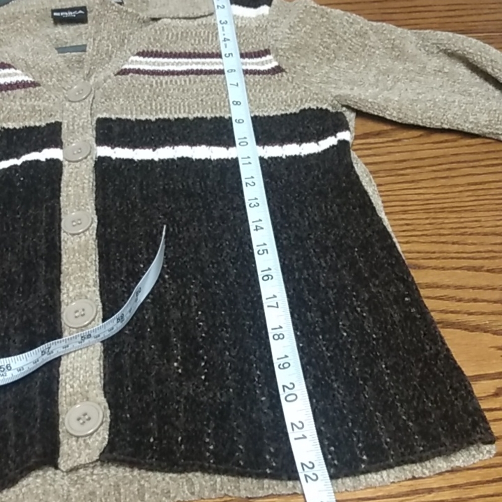 ERICA petite cardigan sweater tan and brown size PS - Picture 5 of 6